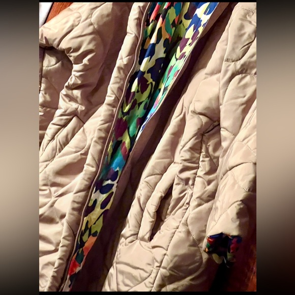 NEW double-sided OVERSIZED leopard print gold beige quilted hooded coat - Picture 8 of 15